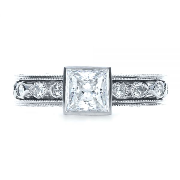 18k White Gold Princess Cut Diamond Engagement Ring - Top View - 1288