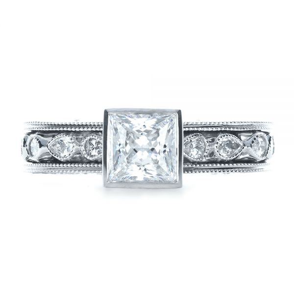 14k White Gold 14k White Gold Princess Cut Diamond Engagement Ring - Top View -  1288