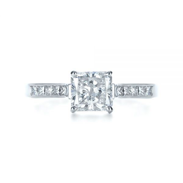 Platinum Platinum Princess Cut Diamond Engagement Ring - Top View - 1381