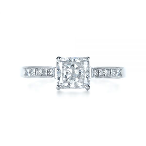  Platinum Platinum Princess Cut Diamond Engagement Ring - Top View -  1381