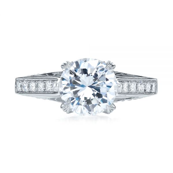 18k White Gold Princess Cut Diamond Engagement Ring - Top View -  195