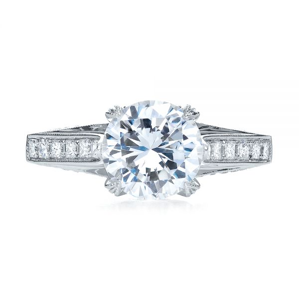 Platinum Platinum Princess Cut Diamond Engagement Ring - Top View - 195