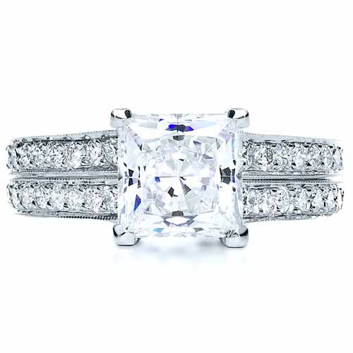 Platinum Platinum Princess Cut Diamond Engagement Ring - Top View - 212