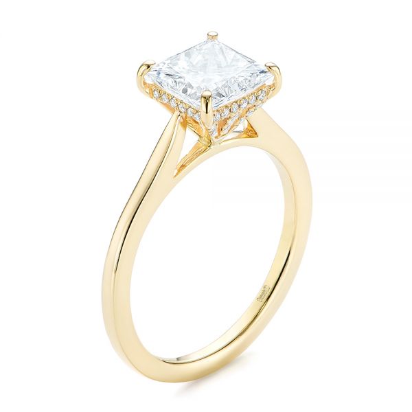 18k Yellow Gold 18k Yellow Gold Princess Cut Diamond Engagement Ring - Three-Quarter View -  105124