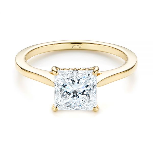 14k Yellow Gold Princess Cut Diamond Engagement Ring - Flat View -  105124