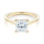 14k Yellow Gold Princess Cut Diamond Engagement Ring - Flat View -  105124 - Thumbnail