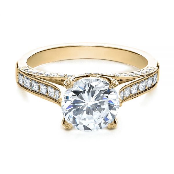 14k Yellow Gold 14k Yellow Gold Princess Cut Diamond Engagement Ring - Flat View -  195