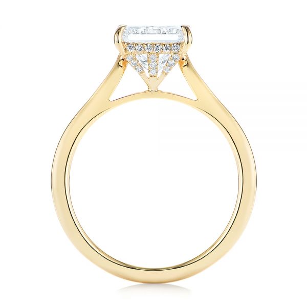 14k Yellow Gold Princess Cut Diamond Engagement Ring - Front View -  105124