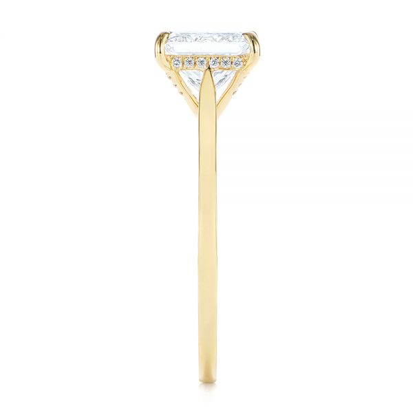 14k Yellow Gold Princess Cut Diamond Engagement Ring - Side View -  105124