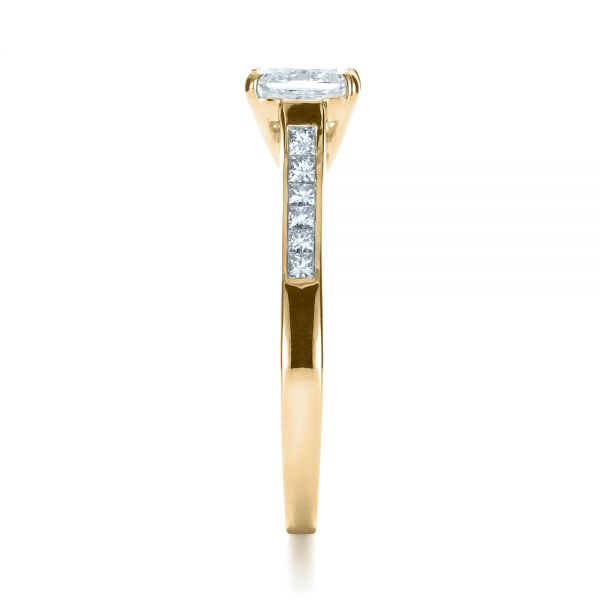 18k Yellow Gold 18k Yellow Gold Princess Cut Diamond Engagement Ring - Side View -  1381