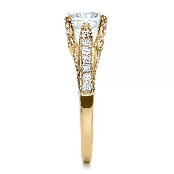 18k Yellow Gold 18k Yellow Gold Princess Cut Diamond Engagement Ring - Side View - 195
