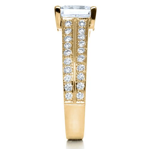 18k Yellow Gold 18k Yellow Gold Princess Cut Diamond Engagement Ring - Side View -  212