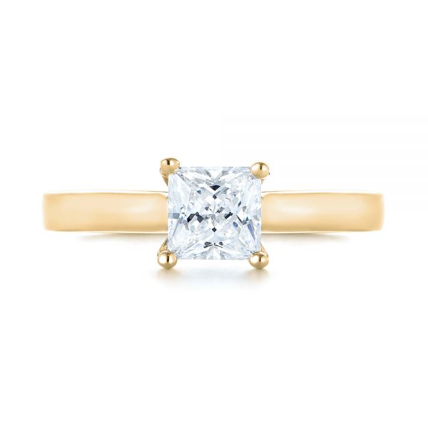 18k Yellow Gold 18k Yellow Gold Princess Cut Diamond Engagement Ring - Top View -  104091