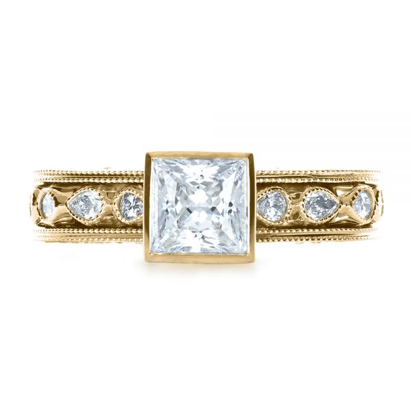 14k Yellow Gold 14k Yellow Gold Princess Cut Diamond Engagement Ring - Top View -  1288