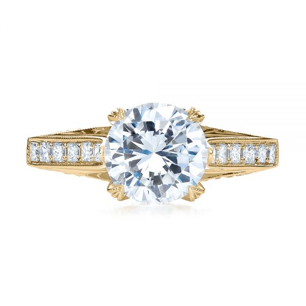 18k Yellow Gold 18k Yellow Gold Princess Cut Diamond Engagement Ring - Top View -  195