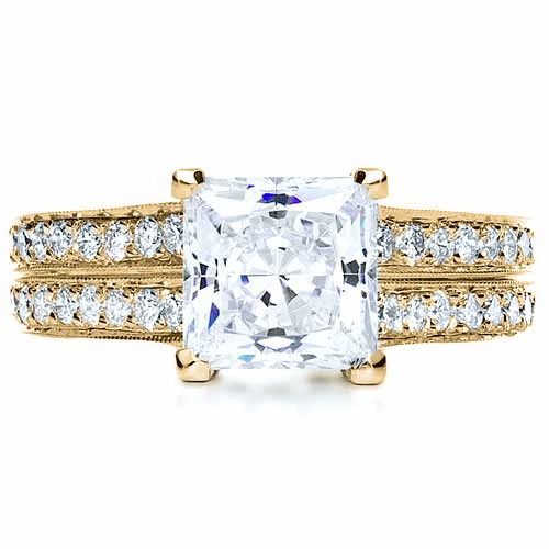 18k Yellow Gold 18k Yellow Gold Princess Cut Diamond Engagement Ring - Top View -  212