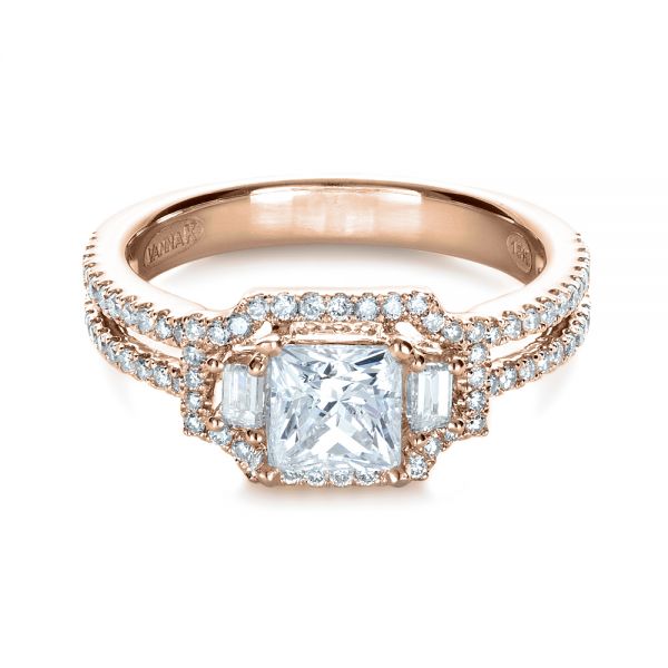 14k Rose Gold 14k Rose Gold Princess Cut Halo Diamond Engagement Ring - Vanna K - Flat View -  1313