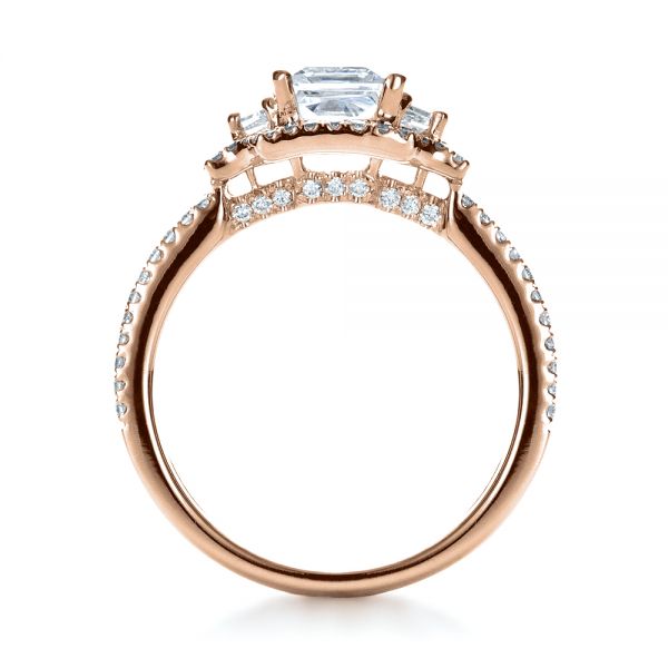 18k Rose Gold 18k Rose Gold Princess Cut Halo Diamond Engagement Ring - Vanna K - Front View -  1313