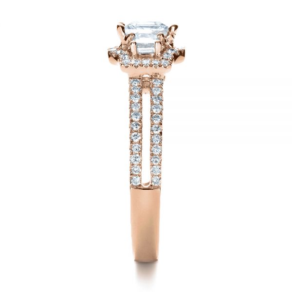 18k Rose Gold 18k Rose Gold Princess Cut Halo Diamond Engagement Ring - Vanna K - Side View -  1313
