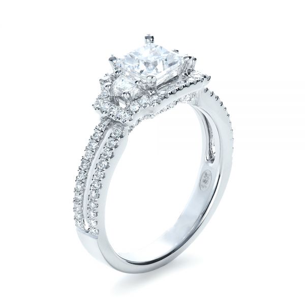  Platinum Platinum Princess Cut Halo Diamond Engagement Ring - Vanna K - Three-Quarter View -  1313