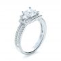 18k White Gold Princess Cut Halo Diamond Engagement Ring - Vanna K - Three-Quarter View -  1313 - Thumbnail