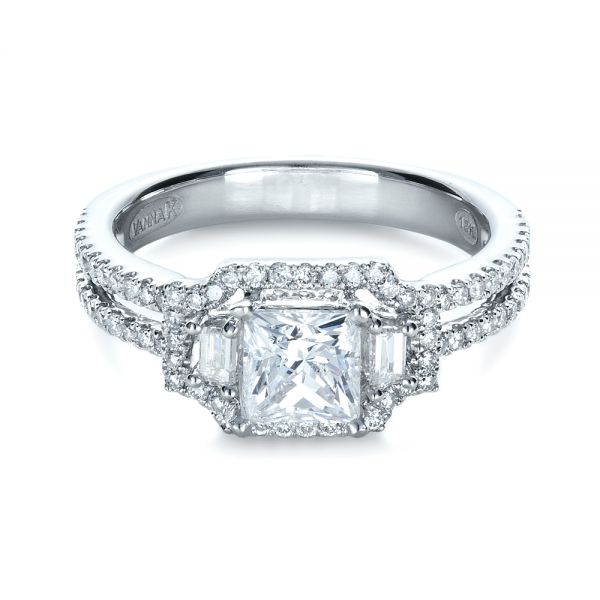  Platinum Platinum Princess Cut Halo Diamond Engagement Ring - Vanna K - Flat View -  1313