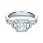 18k White Gold Princess Cut Halo Diamond Engagement Ring - Vanna K - Flat View -  1313 - Thumbnail