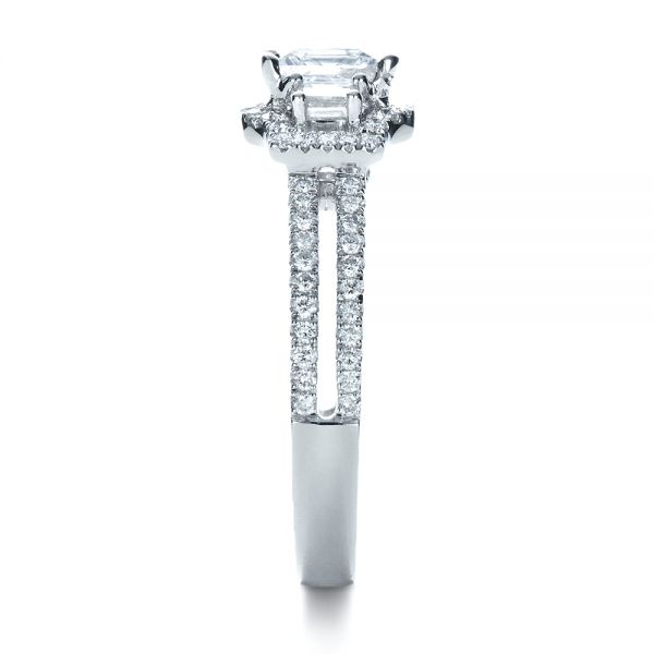 18k White Gold Princess Cut Halo Diamond Engagement Ring - Vanna K - Side View -  1313