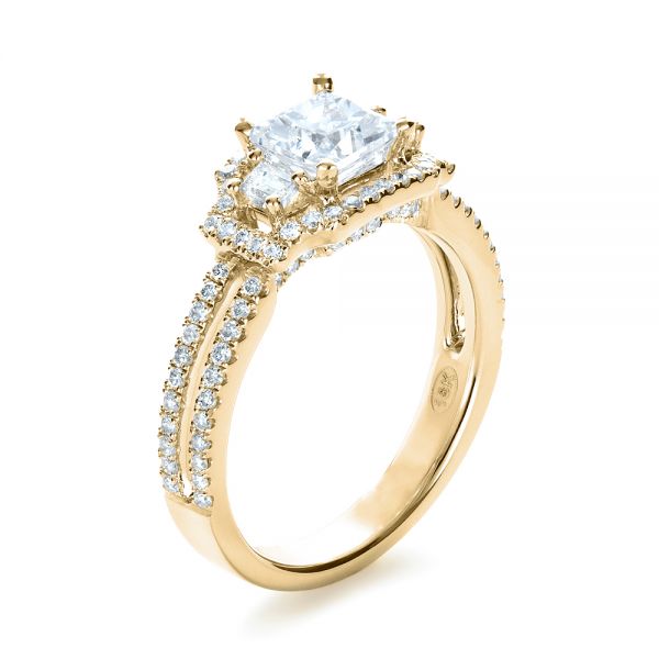 14k Yellow Gold 14k Yellow Gold Princess Cut Halo Diamond Engagement Ring - Vanna K - Three-Quarter View -  1313