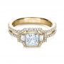 18k Yellow Gold 18k Yellow Gold Princess Cut Halo Diamond Engagement Ring - Vanna K - Flat View -  1313 - Thumbnail