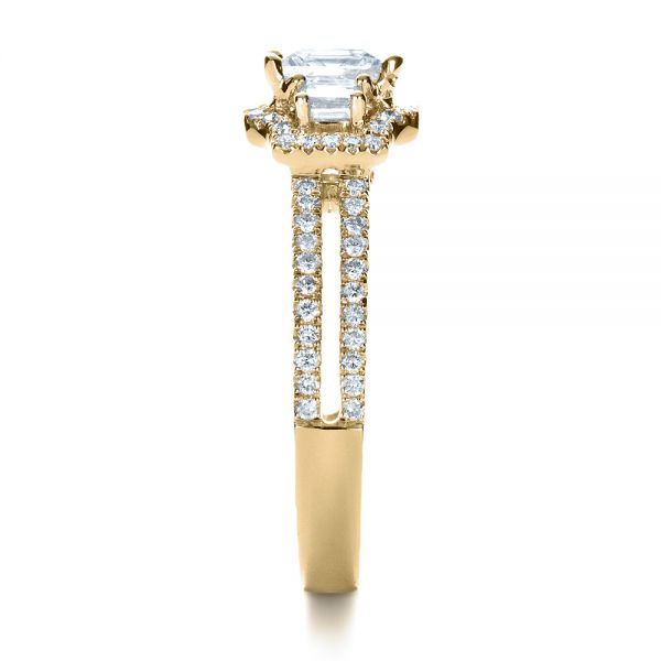 18k Yellow Gold 18k Yellow Gold Princess Cut Halo Diamond Engagement Ring - Vanna K - Side View -  1313