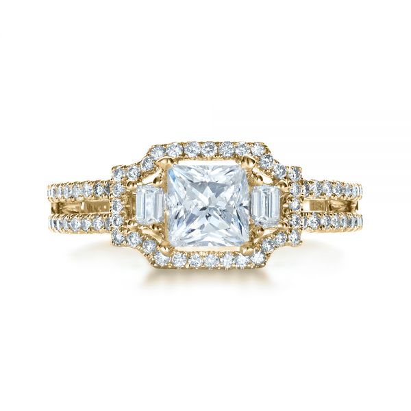14k Yellow Gold 14k Yellow Gold Princess Cut Halo Diamond Engagement Ring - Vanna K - Top View -  1313