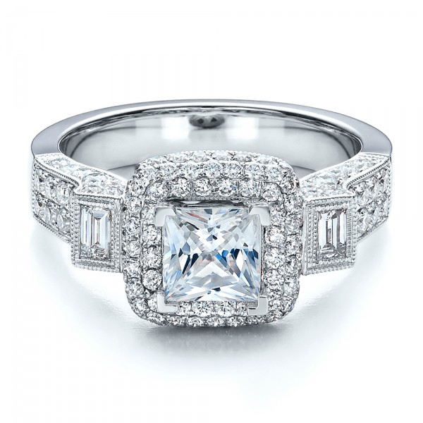 ... Engagement Rings â€º Princess Cut Diamond Halo Engagement Ring - Vanna