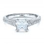 18k White Gold Princess Cut Pave Engagement Ring - Flat View -  1467 - Thumbnail
