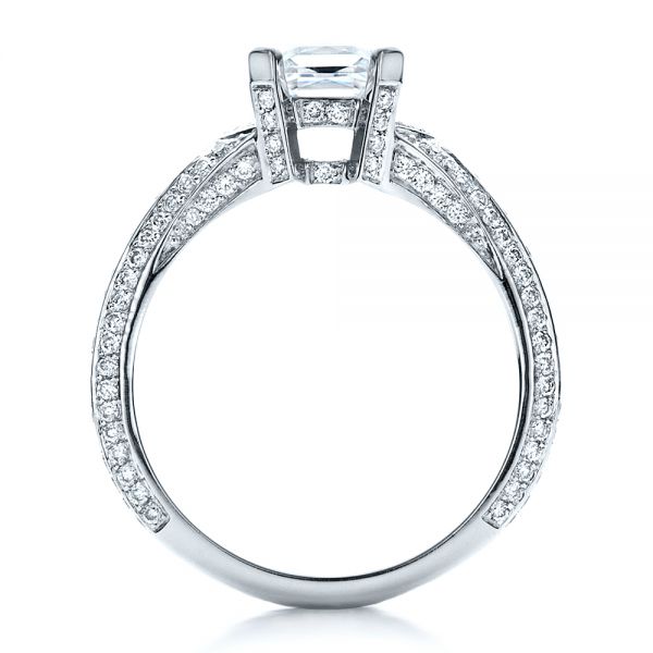 14k White Gold 14k White Gold Princess Cut Pave Engagement Ring - Front View - 1467
