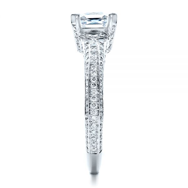 14k White Gold 14k White Gold Princess Cut Pave Engagement Ring - Side View - 1467