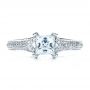 18k White Gold Princess Cut Pave Engagement Ring - Top View -  1467 - Thumbnail