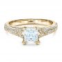 14k Yellow Gold 14k Yellow Gold Princess Cut Pave Engagement Ring - Flat View -  1467 - Thumbnail
