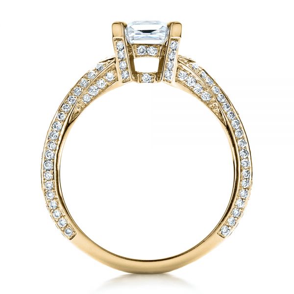 18k Yellow Gold 18k Yellow Gold Princess Cut Pave Engagement Ring - Front View -  1467