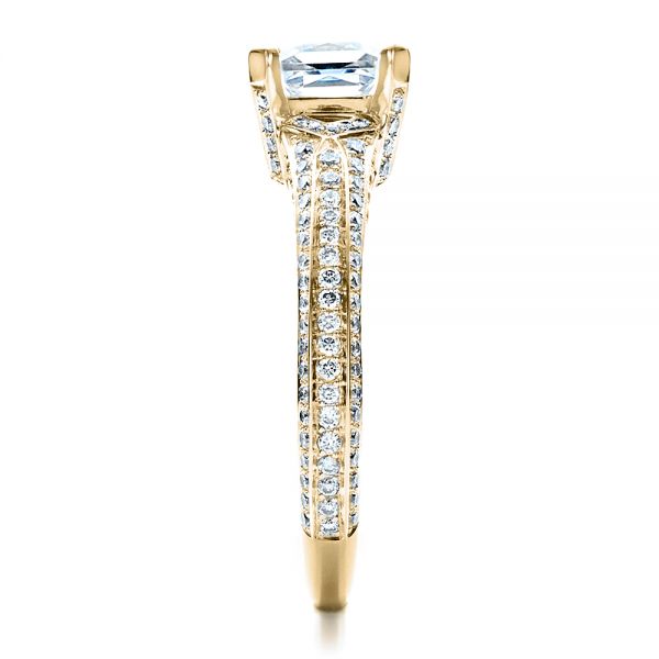 14k Yellow Gold 14k Yellow Gold Princess Cut Pave Engagement Ring - Side View -  1467