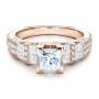 14k Rose Gold 14k Rose Gold Princess Cut Side Stones Engagement Ring - Vanna K - Flat View -  100057 - Thumbnail