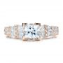 18k Rose Gold 18k Rose Gold Princess Cut Side Stones Engagement Ring - Vanna K - Top View -  100057 - Thumbnail