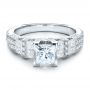 18k White Gold Princess Cut Side Stones Engagement Ring - Vanna K - Flat View -  100057 - Thumbnail