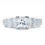18k White Gold Princess Cut Side Stones Engagement Ring - Vanna K - Top View -  100057 - Thumbnail