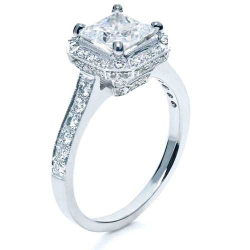  Princess  Cut  with Diamond Halo  Engagement  Ring  169 