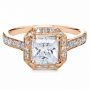 14k Rose Gold 14k Rose Gold Princess Cut With Diamond Halo Engagement Ring - Flat View -  169 - Thumbnail