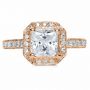 18k Rose Gold 18k Rose Gold Princess Cut With Diamond Halo Engagement Ring - Top View -  169 - Thumbnail