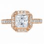 14k Rose Gold 14k Rose Gold Princess Cut With Diamond Halo Engagement Ring - Top View -  169 - Thumbnail
