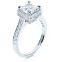 18k White Gold Princess Cut With Diamond Halo Engagement Ring - Three-Quarter View -  169 - Thumbnail