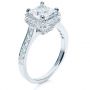 14k White Gold 14k White Gold Princess Cut With Diamond Halo Engagement Ring - Three-Quarter View -  169 - Thumbnail